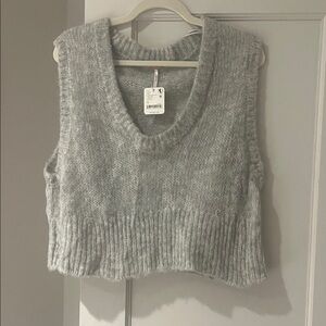 Free People Gray Knit Sleeveless Sweater Vest